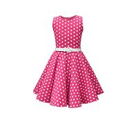 BlackButterfly Kids 'Audrey' Vintage Polka Dot 50's Girls Dress (Pink Polka Dot, 9-10 Years)