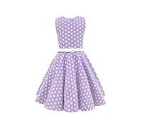 BlackButterfly Kids 'Audrey' Vintage Polka Dot 50's Girls Dress (Purple Polka Dot, 11-12 Years)