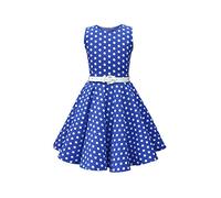 BlackButterfly Kids 'Audrey' Vintage Polka Dot 50's Girls Dress (Royal Blue Polka Dot, 3-4 Years)
