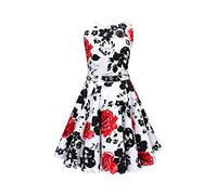 BlackButterfly Kids 'Audrey' Vintage Serenity 50's Girls Dress (White & Red, 11-12 Years)