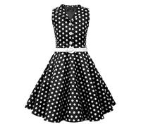BlackButterfly Kids 'Holly' Vintage Polka Dot 50's Girls Dress (Black, 5-6 Years)