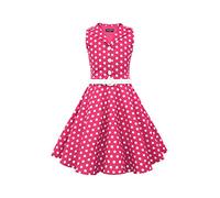 BlackButterfly Kids 'Holly' Vintage Polka Dot 50's Girls Dress (Pink, 7-8 Years)