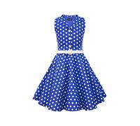 BlackButterfly Kids 'Holly' Vintage Polka Dot 50's Girls Dress (Royal Blue, 5-6 Years)