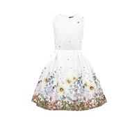 BlackButterfly Kids 'Kira' Vintage 50's Childrens Girls Dress (White, 5-6 Years)