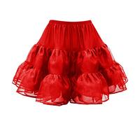 BlackButterfly Kids Organza Petticoat Skirt (Red, 7-8 Years)