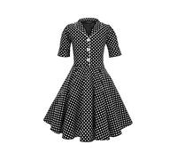 BlackButterfly Kids 'Sabrina' Vintage Polka Dot 50's Girls Dress (Black, 9-10 Years)