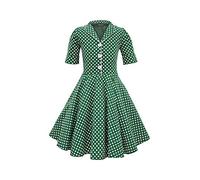 BlackButterfly Kids 'Sabrina' Vintage Polka Dot 50's Girls Dress (Green, 7-8 Years)