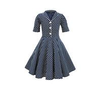BlackButterfly Kids 'Sabrina' Vintage Polka Dot 50's Girls Dress (Midnight Blue, 3-4 Years)