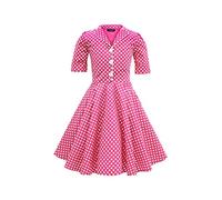 BlackButterfly Kids 'Sabrina' Vintage Polka Dot 50's Girls Dress (Pink, 5-6 Years)
