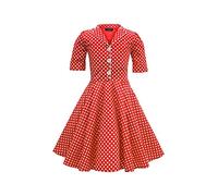 BlackButterfly Kids 'Sabrina' Vintage Polka Dot 50's Girls Dress (Red, 7-8 Years)