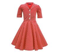 BlackButterfly Kids 'Sabrina' Vintage Polka Dot 50's Girls Dress (Red, 9-10 Years)
