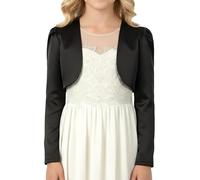 BlackButterfly Kids Satin Long Sleeve Bolero Childrens Girls Shrug (Black, 3-4 Years)