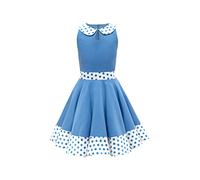 BlackButterfly Kids 'Zoey' Vintage Polka Dot 50's Girls Dress (Blue, 11-12 Years)