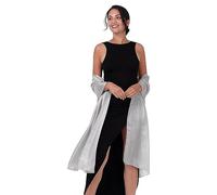 BlackButterfly Metallic Sparkle Bridal Wedding Party Evening Shawl Pashmina Wrap (Silver, One Size)