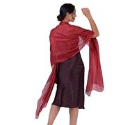 BlackButterfly Metallic Sparkle Bridal Wedding Party Evening Shawl Pashmina Wrap (Wine Red, One Size)