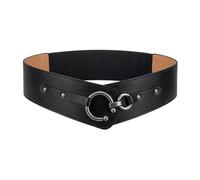 BlackButterfly O-Ring Hook Elastic Waist Belt | Wide Faux Leather Front, Multi-Angle O-Ring Closure, Elastic Tab Back, Cinches the Waist, Sizes S-XXL
