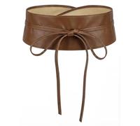 BlackButterfly Obi Waist Band Self Knot Tie Up Cinch Belt (Brown, S-M)