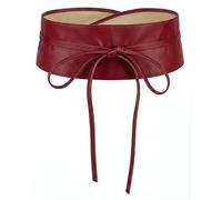 BlackButterfly Obi Waist Band Self Knot Tie Up Cinch Belt (Red, S-M)