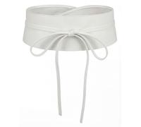 BlackButterfly Obi Waist Band Self Knot Tie Up Cinch Belt (White, S-M)