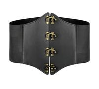 BlackButterfly Pirate Cosplay Elastic Halloween Costume Waist Rivets Waspie Corset Belt (Black, XL)