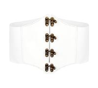 BlackButterfly Pirate Cosplay Elastic Halloween Costume Waist Rivets Waspie Corset Belt (White, L)