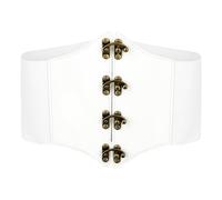 BlackButterfly Pirate Cosplay Elastic Halloween Costume Waist Rivets Waspie Corset Belt (White, XL)
