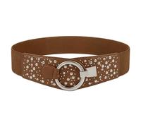 BlackButterfly Ring Hook Buckle Belt, Light Brown, L