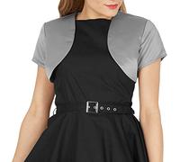 BlackButterfly Satin Bolero Jacket - Short Sleeve (Silver, 4XL)