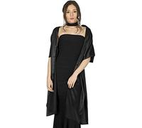 BlackButterfly Satin Shawl Bridesmaid Wedding Wrap Scarf (Black, 19W / 95L)