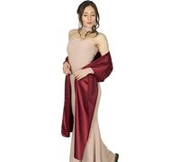 BlackButterfly Satin Shawl Bridesmaid Wedding Wrap Scarf (Burgundy, 19W / 95L)