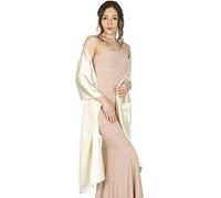 BlackButterfly Satin Shawl Bridesmaid Wedding Wrap Scarf (Champagne Gold), 19-inch x 95-inch