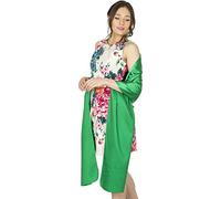 BlackButterfly Satin Shawl Bridesmaid Wedding Wrap Scarf (Emerald, 19W / 95L)