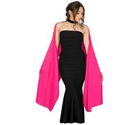 BlackButterfly Satin Shawl Bridesmaid Wedding Wrap Scarf (Hot Pink, 19W / 95L)