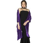 BlackButterfly Satin Shawl Bridesmaid Wedding Wrap Scarf (Indigo, 19W / 95L)