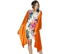 BlackButterfly Satin Shawl Bridesmaid Wedding Wrap Scarf (Orange, 19W / 95L)