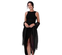 BlackButterfly Satin Silky Bridal Wedding Party Evening Shawl Pashmina Wrap (Black, One Size)
