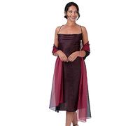 BlackButterfly Satin Silky Bridal Wedding Party Evening Shawl Pashmina Wrap (Black - Red, One Size)