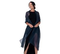 BlackButterfly Satin Silky Bridal Wedding Party Evening Shawl Pashmina Wrap (Midnight Blue, One Size)