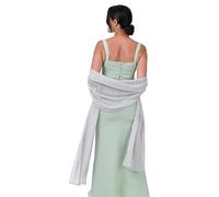 BlackButterfly Satin Silky Bridal Wedding Party Evening Shawl Pashmina Wrap (Silver, One Size)