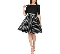 BlackButterfly Vintage Polka Dot Full Circle 1950's Skirt (Black, 4XL)