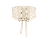 BlackButterfly Wide Corset Waspie Elastic Lace Belt (Beige, S)