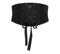 BlackButterfly Wide Corset Waspie Elastic Lace Belt (Black, L)