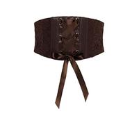 BlackButterfly Wide Corset Waspie Elastic Lace Belt (Dark Brown, M)
