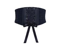 BlackButterfly Wide Corset Waspie Elastic Lace Belt (Midnight Blue, L)