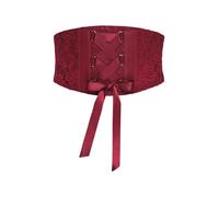 BlackButterfly Wide Corset Waspie Elastic Lace Belt (Red, S)