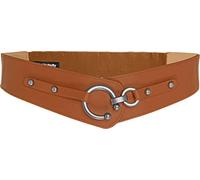 BlackButterfly Wide Elastic Stretch Retro Metal Interlock Buckle Belt (Light Brown, S)