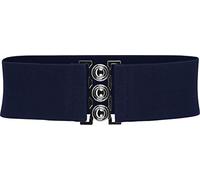 BlackButterfly Wide Elastic Waist Cinch Stretch Waistband Retro Clasp Buckle Belt (Midnight Blue, XXL)