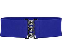 BlackButterfly Wide Elastic Waist Cinch Stretch Waistband Retro Clasp Buckle Belt (Royal Blue, M)