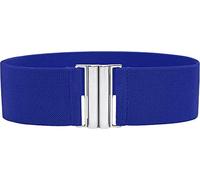 BlackButterfly Wide Elastic Waist Cinch Stretch Waistband Retro Vertical Clasp Buckle Belt (Royal Blue, S)