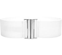 BlackButterfly Wide Elastic Waist Cinch Stretch Waistband Retro Vertical Clasp Buckle Belt (White, S)